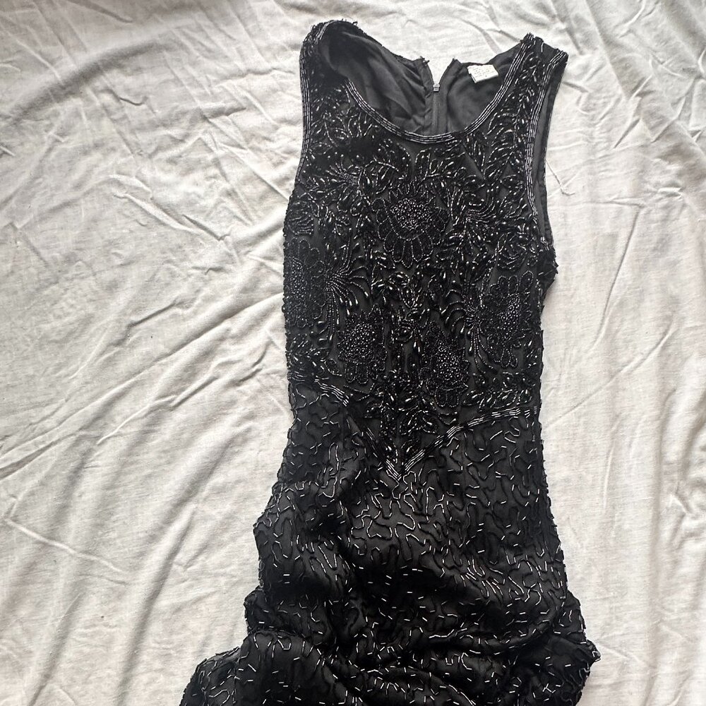 Vintage Laurence Kazar Black beaded gown